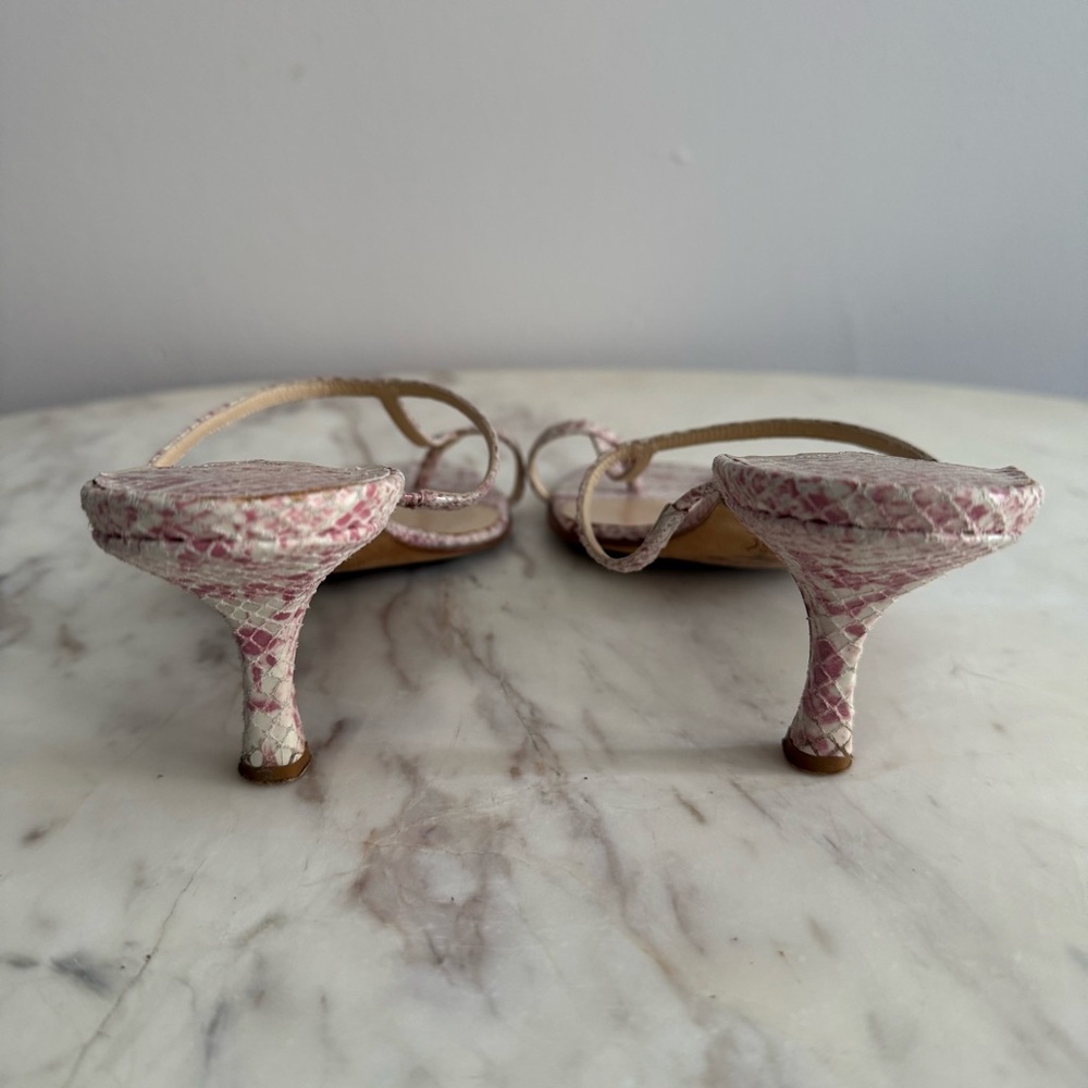 Jimmy Choo Pink Snake Skin Y2K Sexy Minimalist Toe Loop Kitten Siletto Heels 35 - Picture 3 of 7